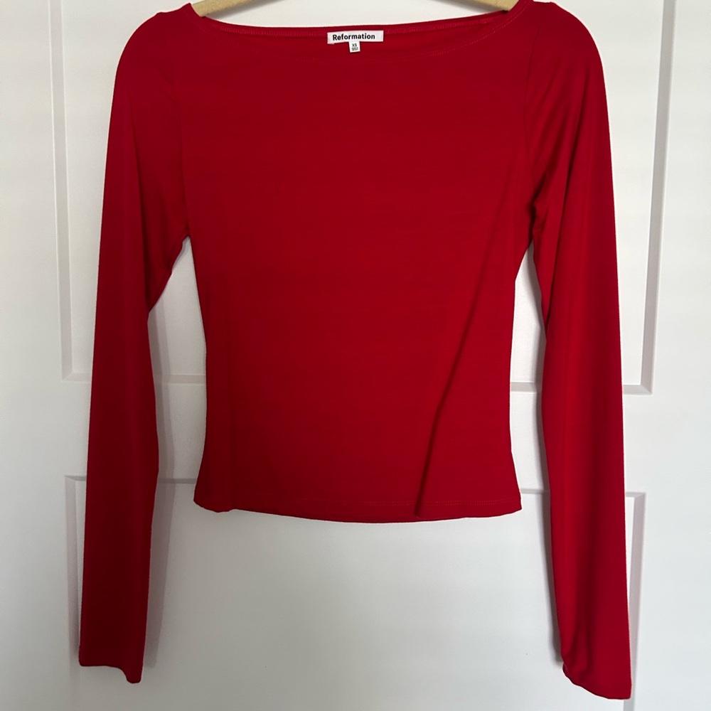 Reformation Wiley Knit Top XS in Lipstick Red EUC - Picture 2 of 6
